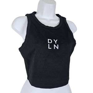BY.DYLN Bailey Black Crop Tank Top Logo Sleeveless Size M